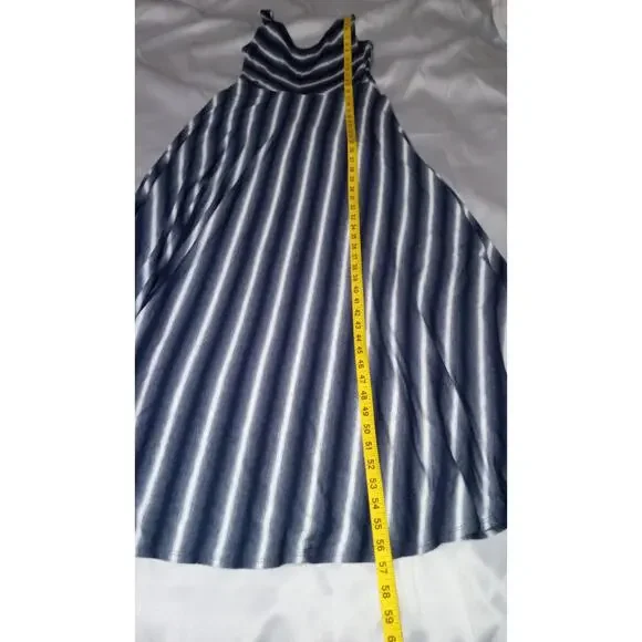 Anthropologie Puella Soft Striped Blue White Caftan Maxi Dress Size Medium - Picture 5 of 11